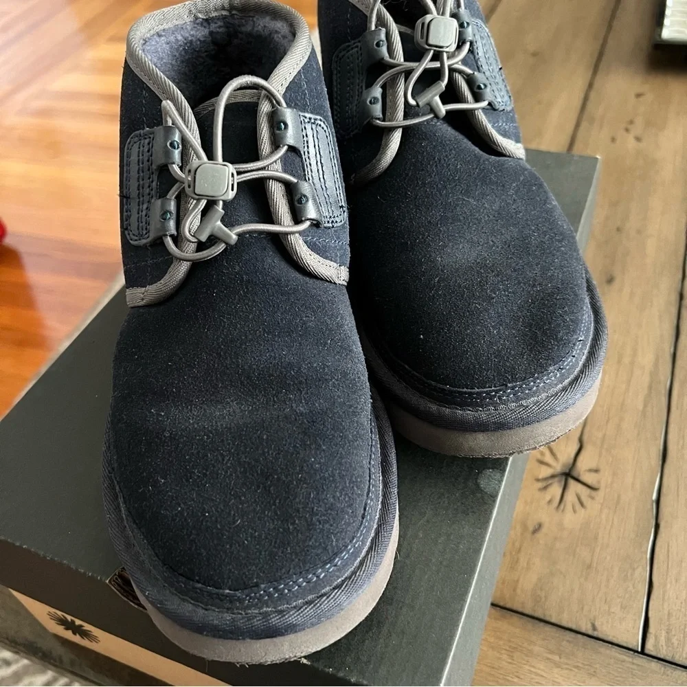 UGGs Men's Navy Suede Neumel Ghillie Chukka Wool Lined Leather Ankle Boots #P11